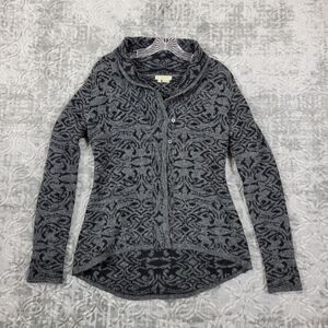 Royal Robbins Cardigan Sweater Womens Small Gray Wool Blend 2 Button Collar